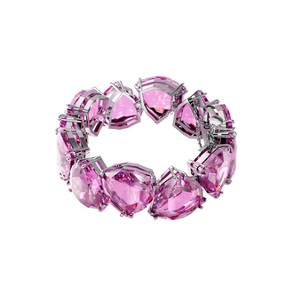 swarovski سوار millenia، مزدان بكريستالات مثلثة، لون وردي، طلاء روديوم